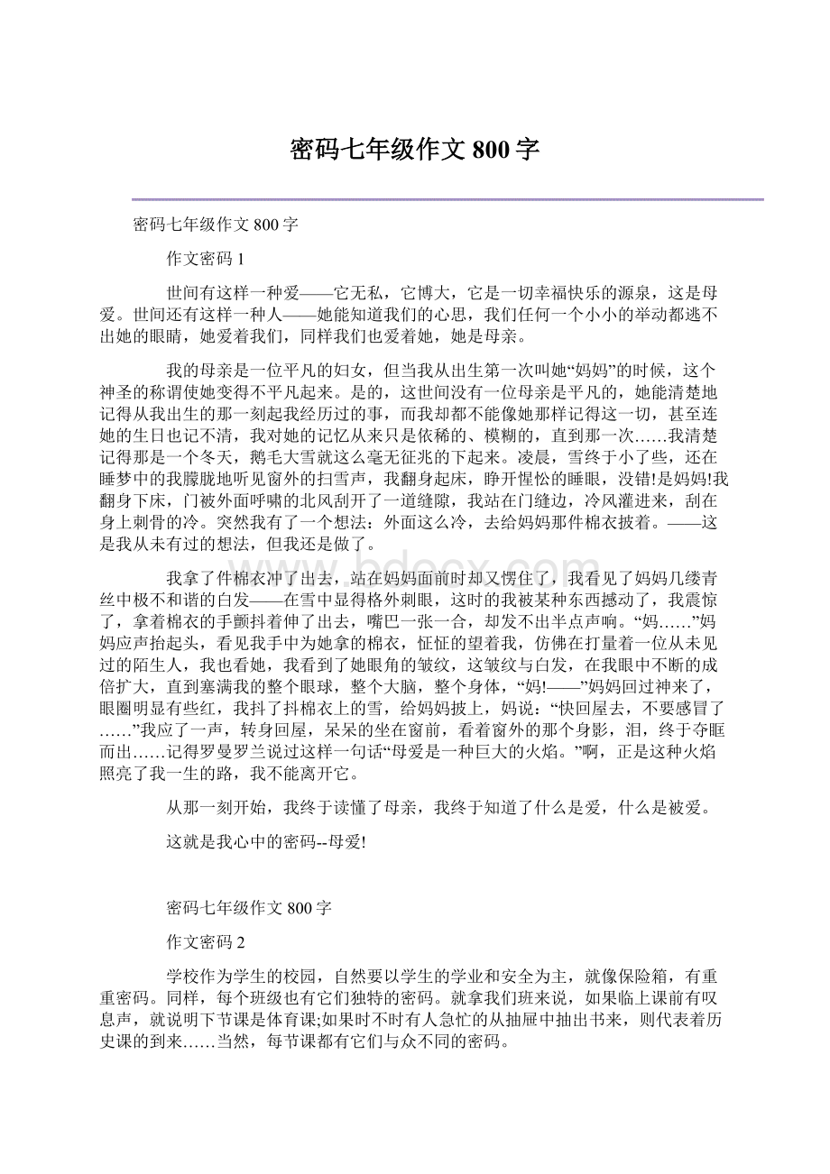 密码七年级作文800字.docx_第1页