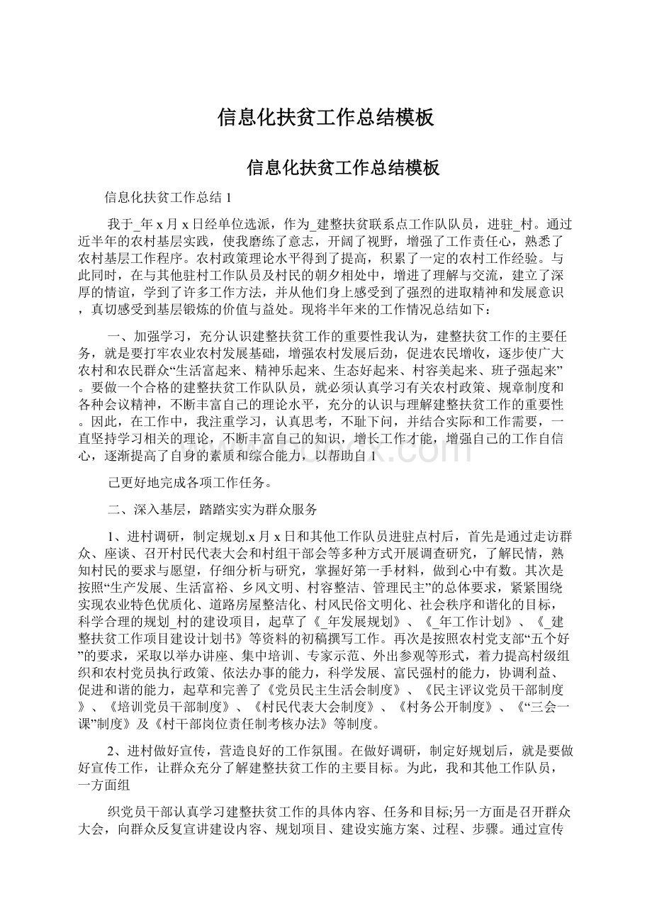 信息化扶贫工作总结模板文档格式.docx