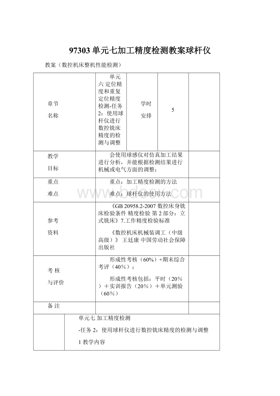 97303单元七加工精度检测教案球杆仪.docx