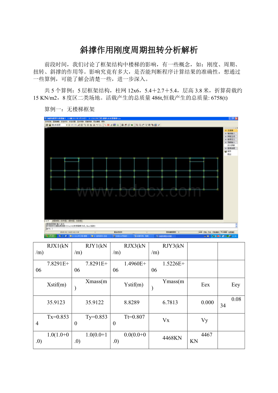 斜撑作用刚度周期扭转分析解析.docx