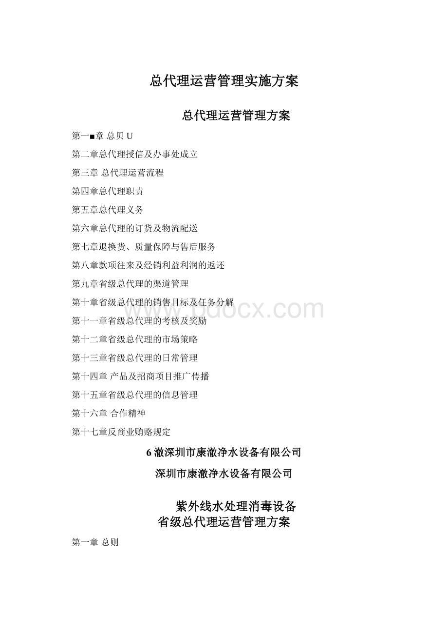 总代理运营管理实施方案Word下载.docx