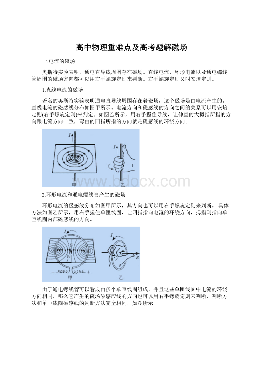 高中物理重难点及高考题解磁场.docx