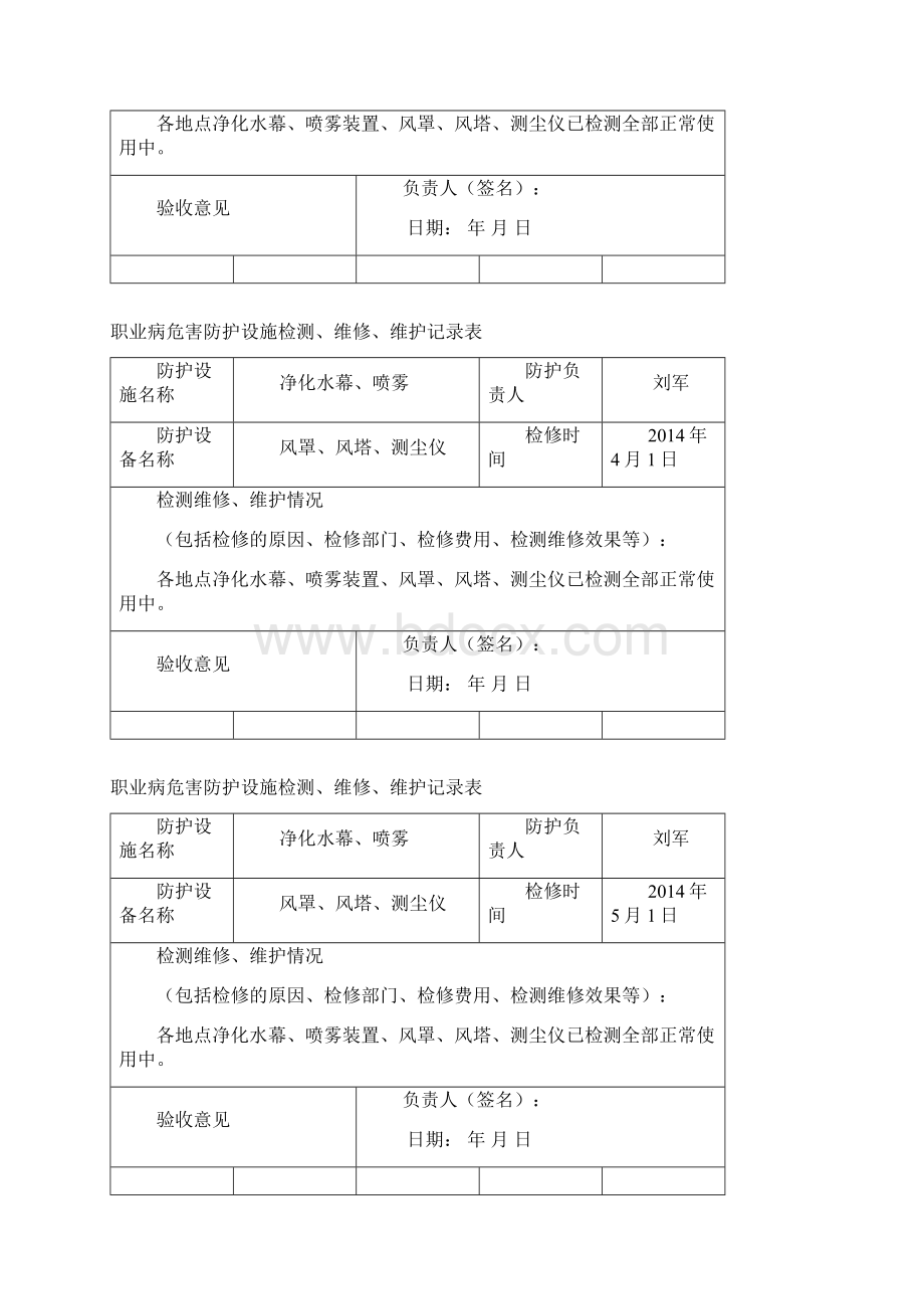 职业病危害防护设施检修维护记录表.docx_第2页