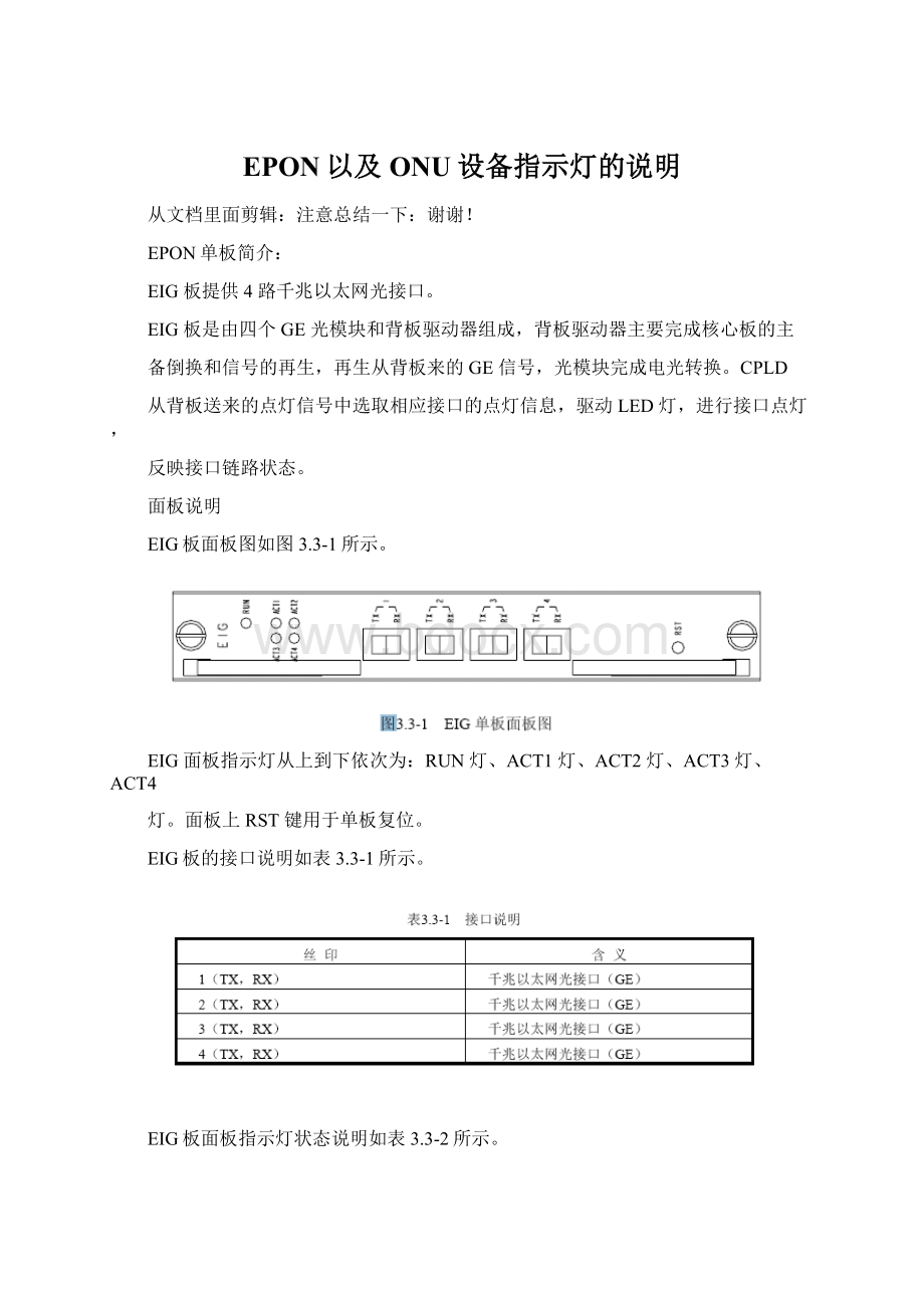 EPON以及ONU设备指示灯的说明.docx