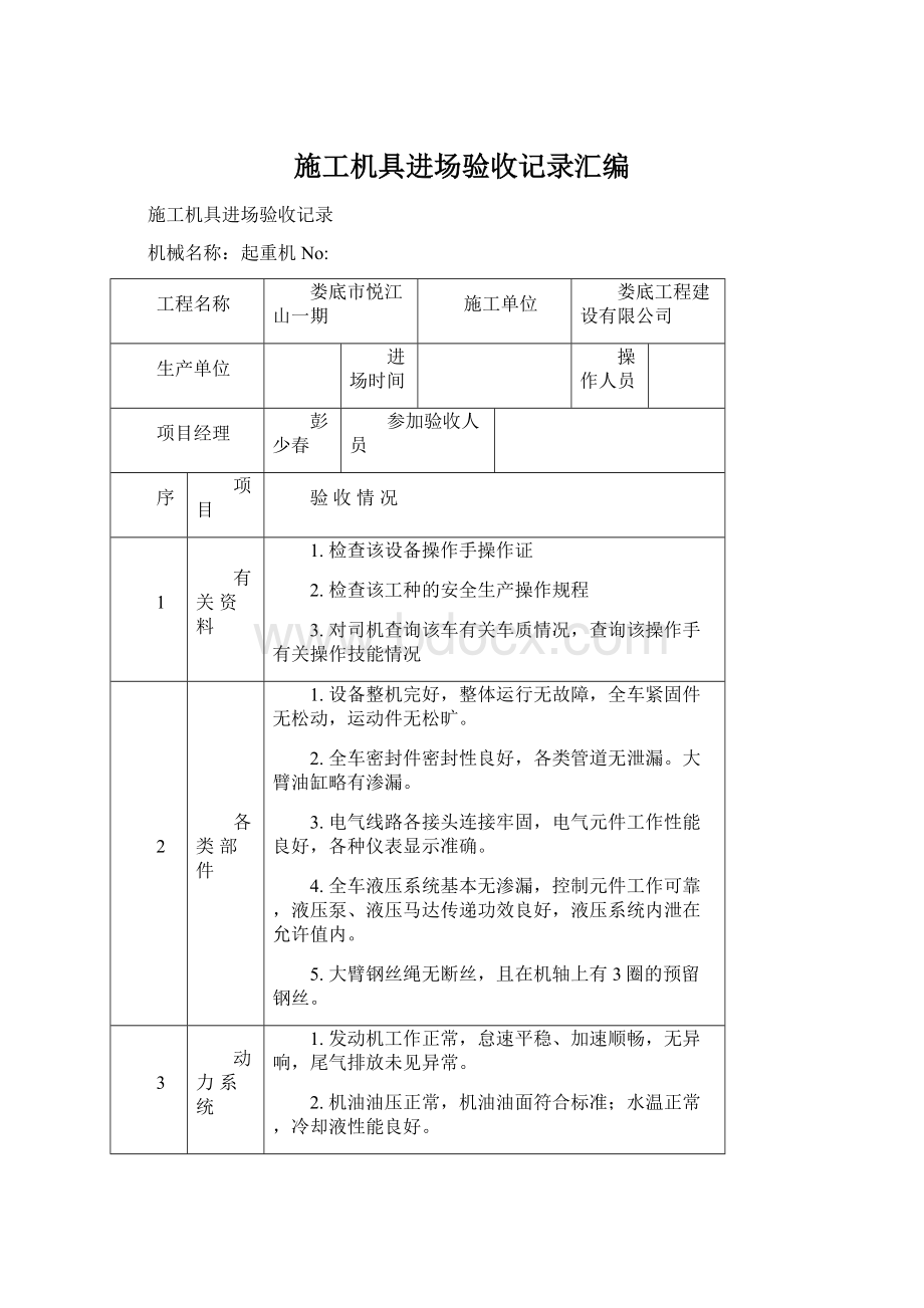 施工机具进场验收记录汇编文档格式.docx_第1页