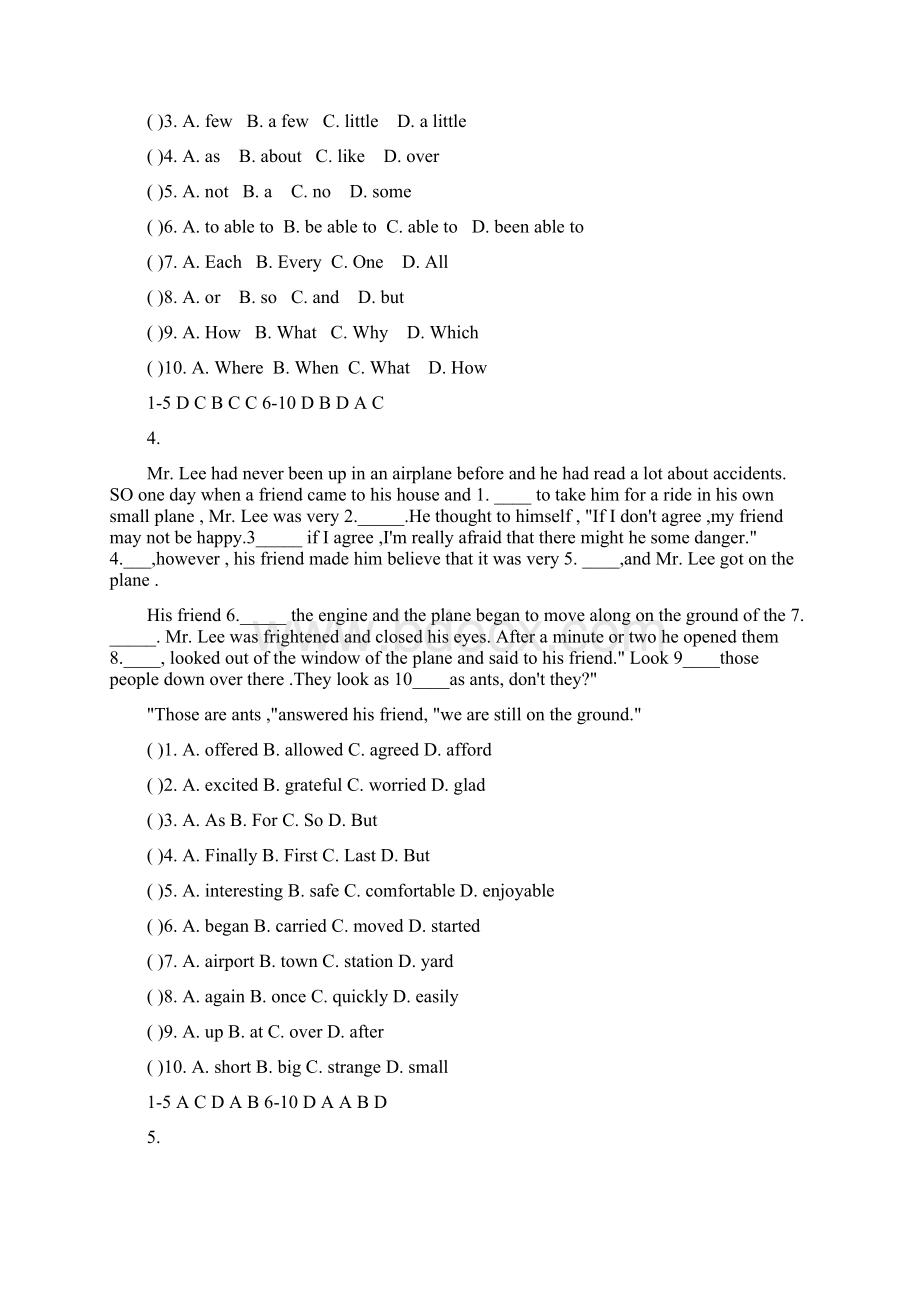 初三英语完形填空十篇含答案Word文档下载推荐.docx_第3页