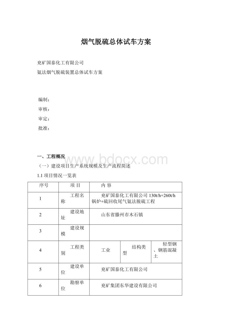 烟气脱硫总体试车方案文档格式.docx