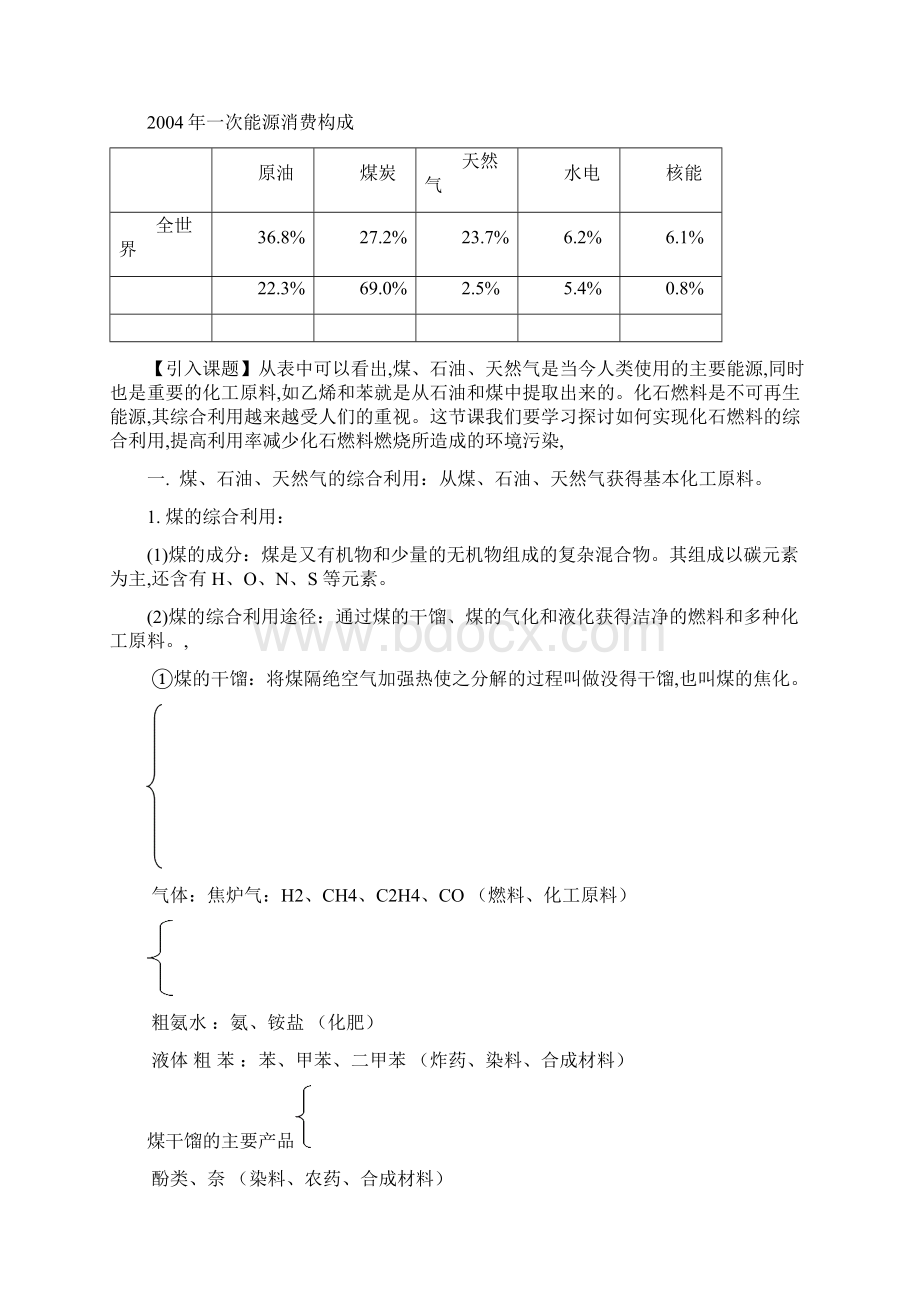 最新人教版必修二第四章第二节《化学与资源综合利用环境保护》2课时教案Word格式.docx_第2页