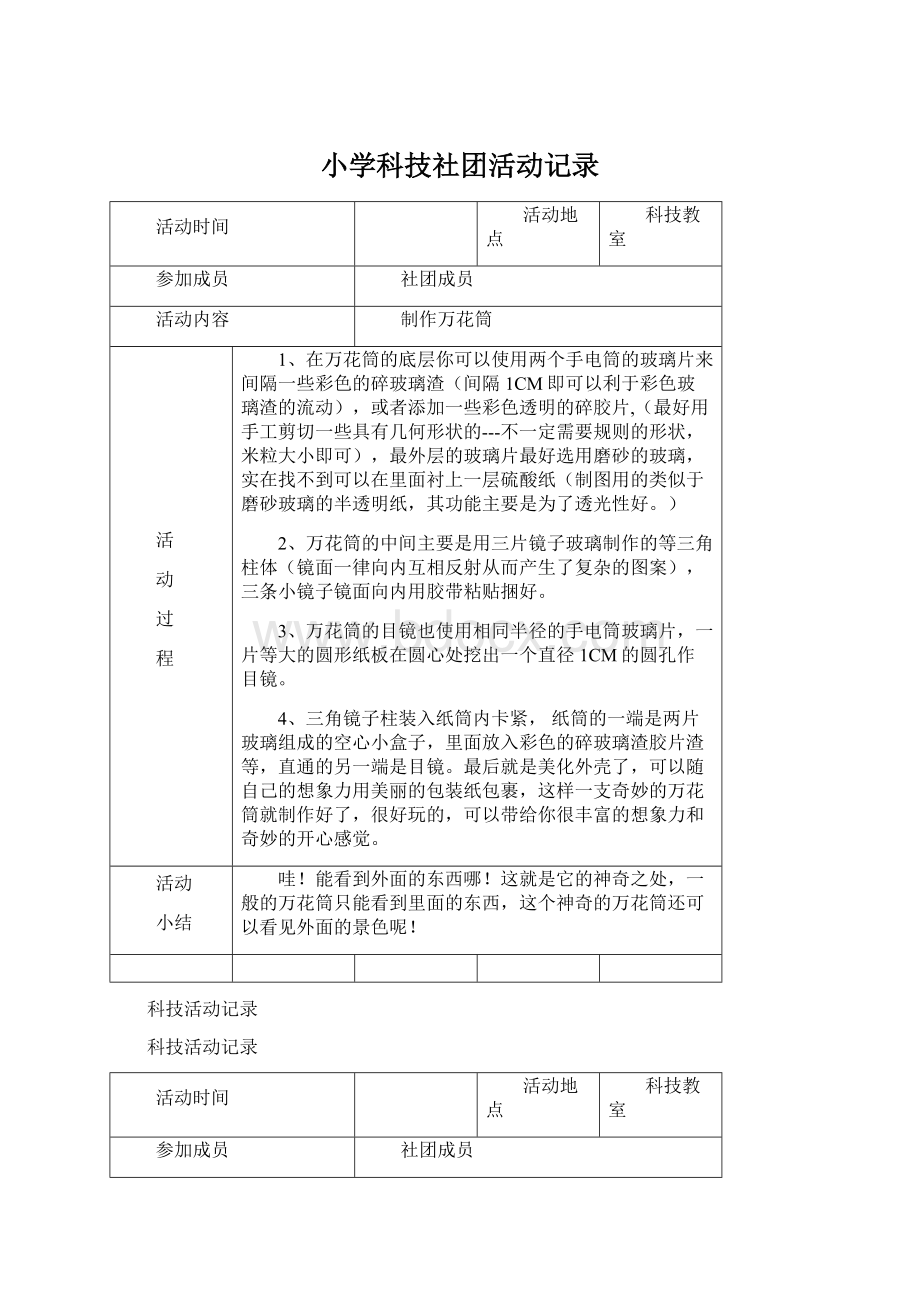 小学科技社团活动记录Word文件下载.docx_第1页