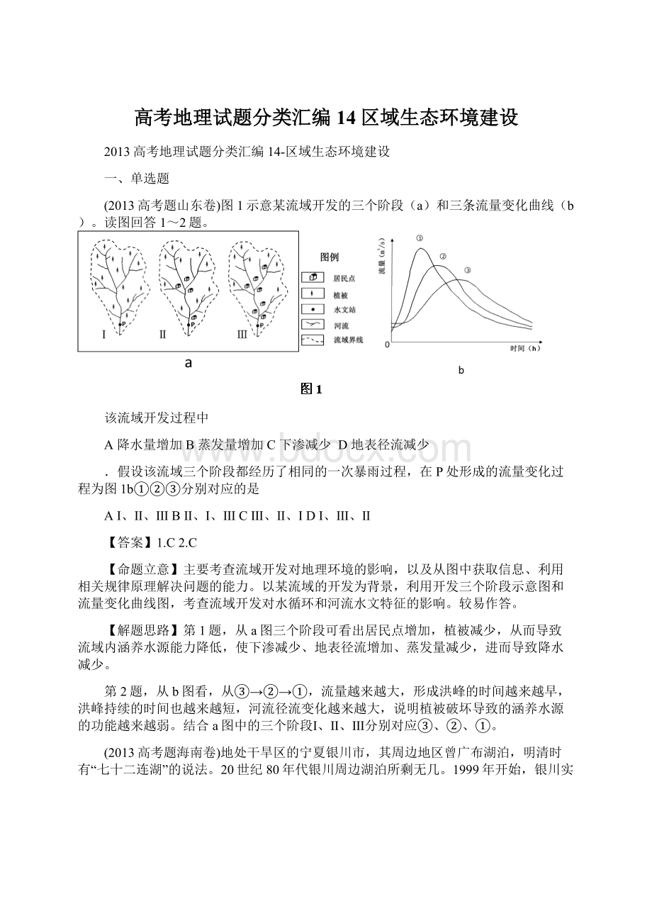 高考地理试题分类汇编14区域生态环境建设文档格式.docx