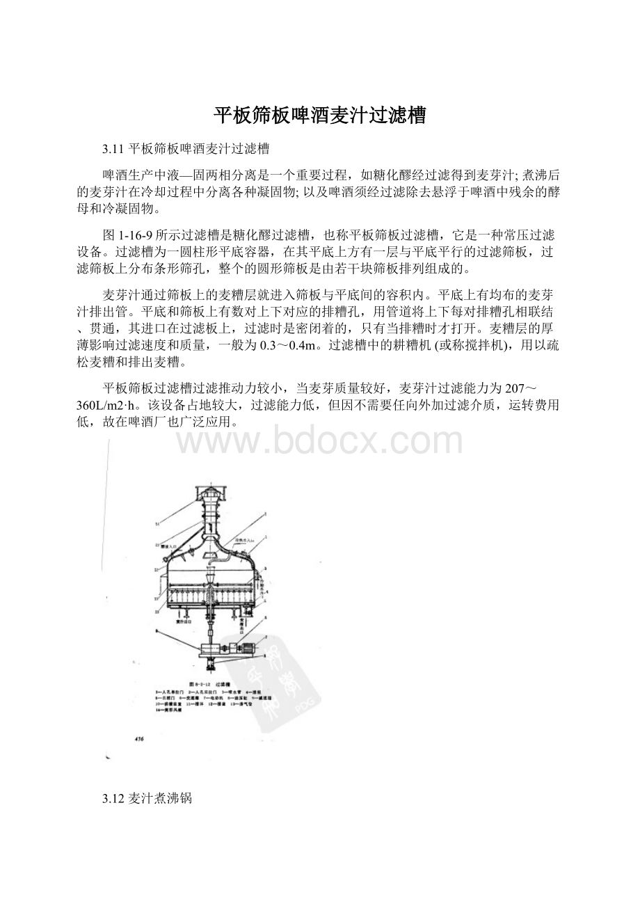 平板筛板啤酒麦汁过滤槽Word格式.docx