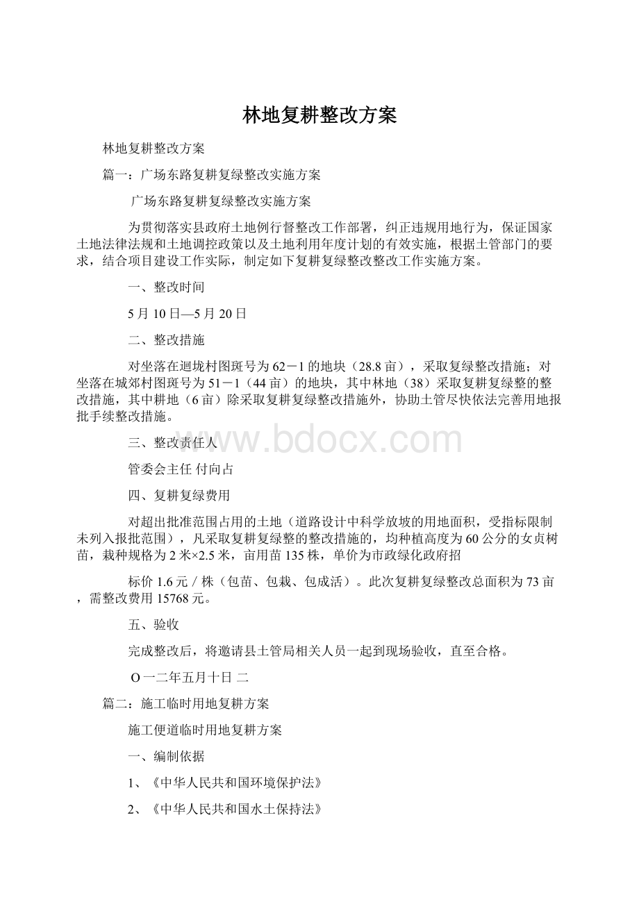 林地复耕整改方案Word文档格式.docx