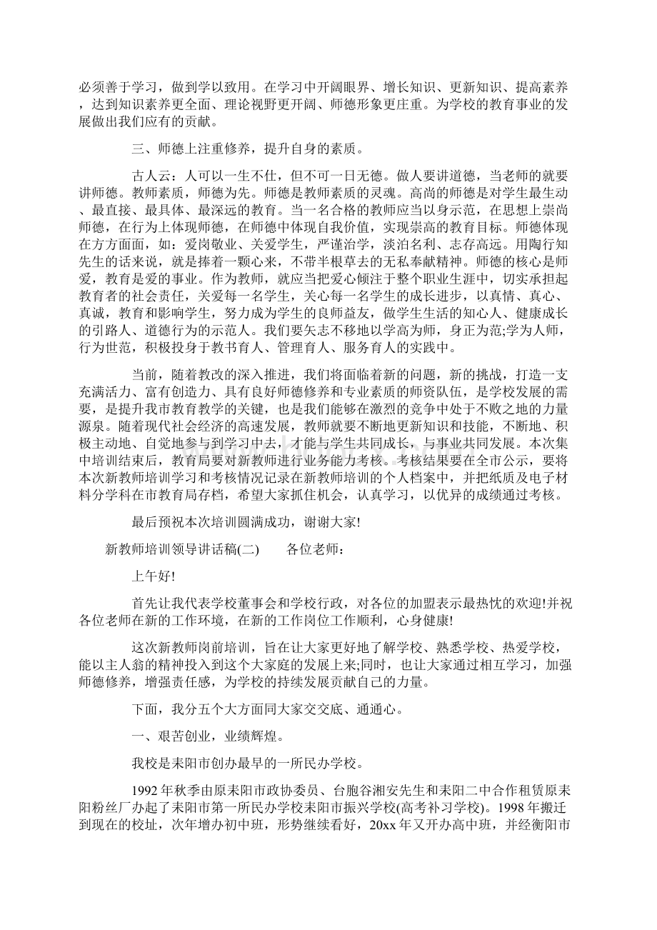 新教师培训领导讲话稿标准版Word文档下载推荐.docx_第2页