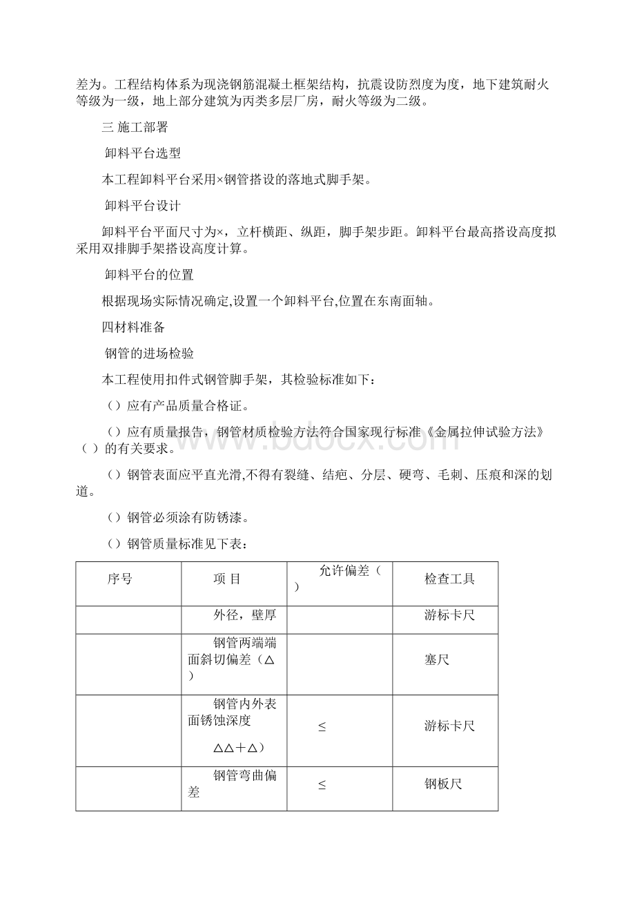 落地式钢管脚手架卸料平台施工方案5785工程科.docx_第2页