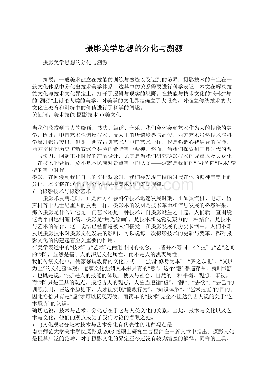 摄影美学思想的分化与溯源.docx