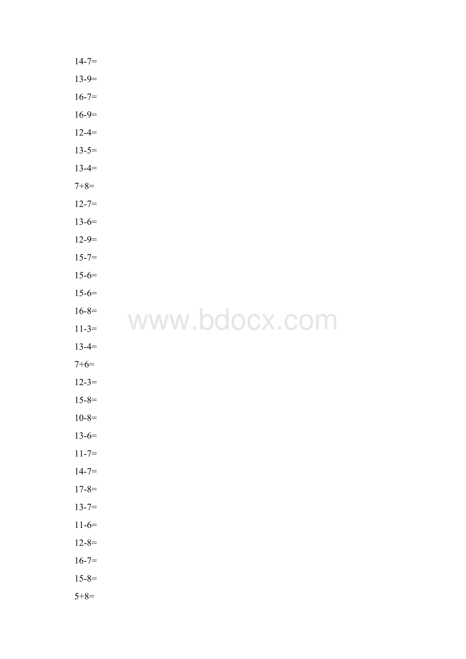 一年级数学100以内加减法口算家庭作业20以内加减法题库Word文档格式.docx_第3页