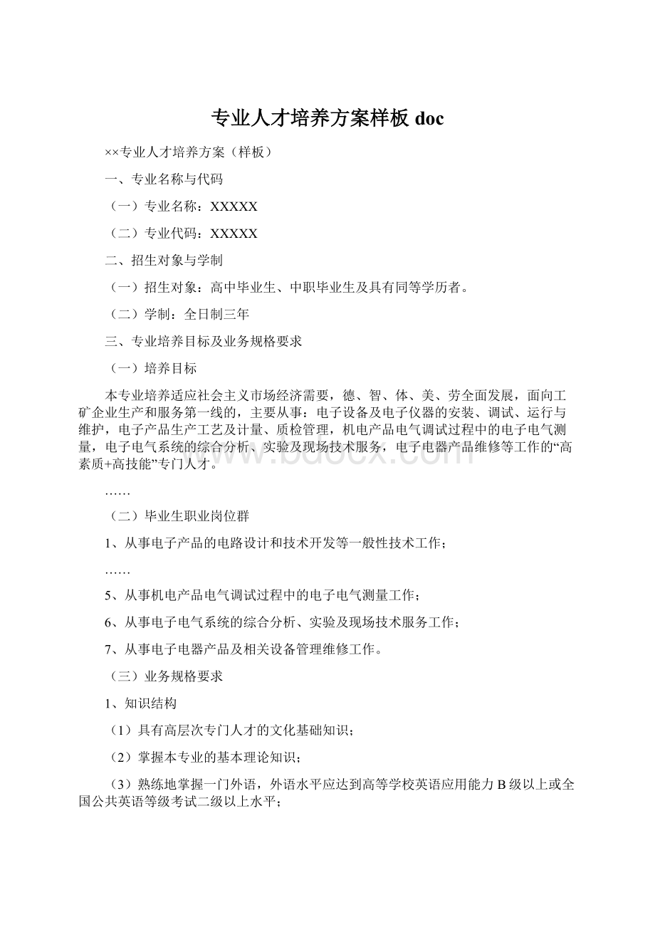 专业人才培养方案样板doc.docx