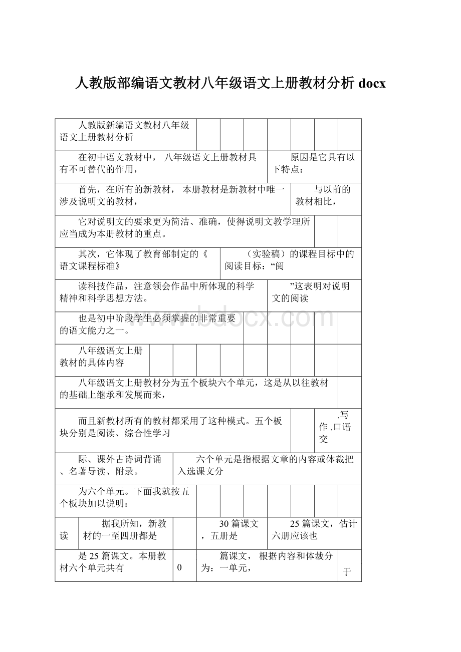 人教版部编语文教材八年级语文上册教材分析docx.docx