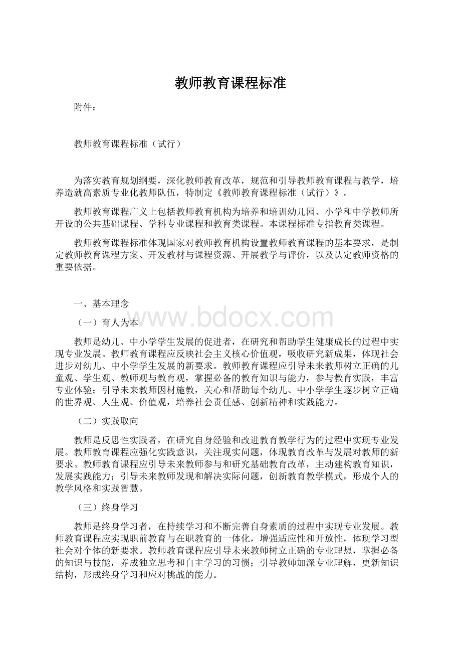 教师教育课程标准文档格式.docx_第1页