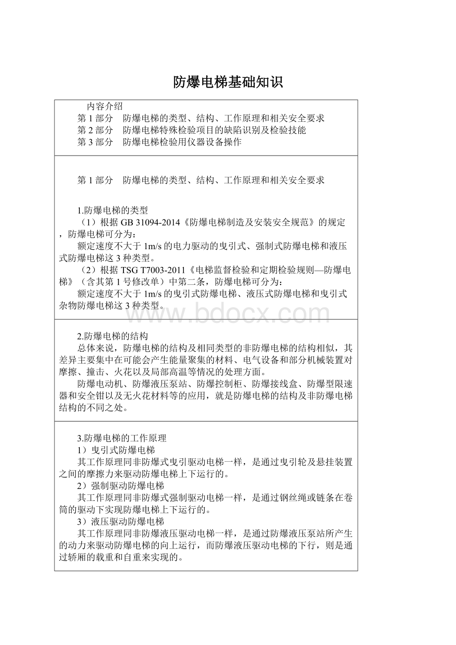 防爆电梯基础知识Word格式文档下载.docx