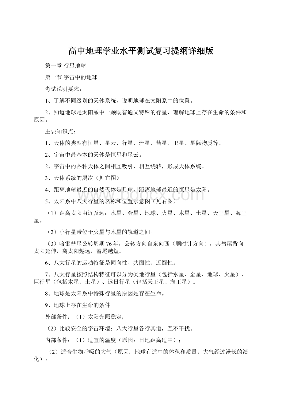 高中地理学业水平测试复习提纲详细版Word格式.docx