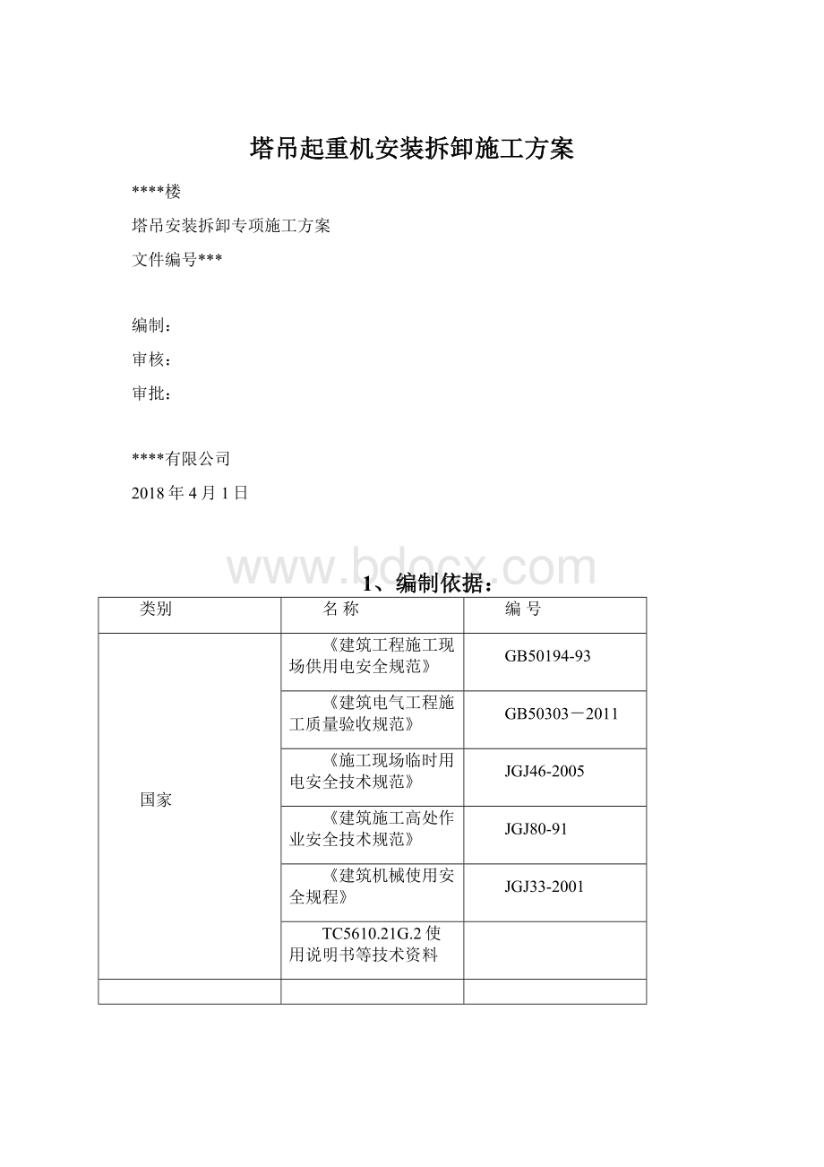 塔吊起重机安装拆卸施工方案.docx_第1页