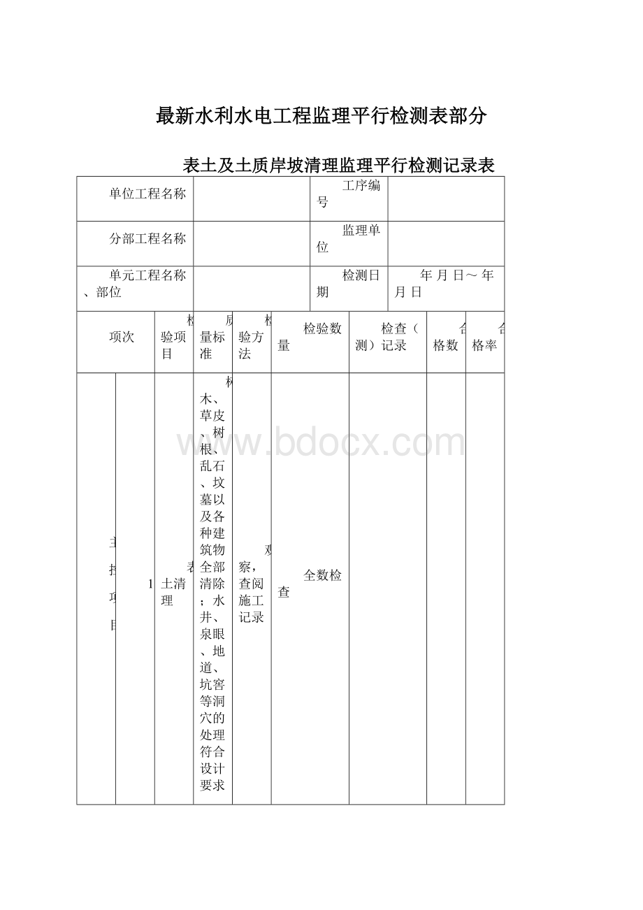 最新水利水电工程监理平行检测表部分文档格式.docx