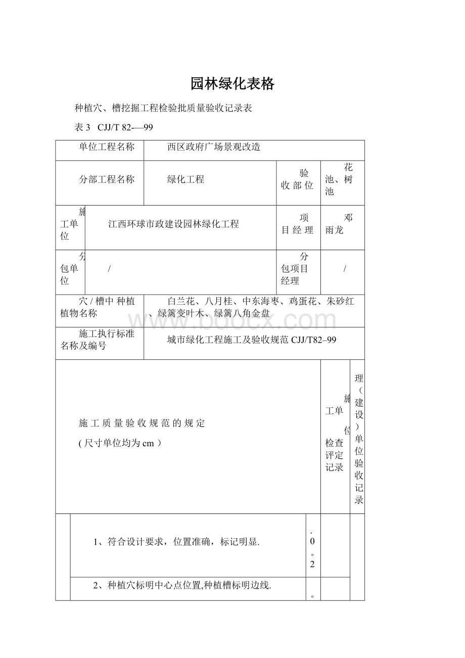 园林绿化表格.docx_第1页