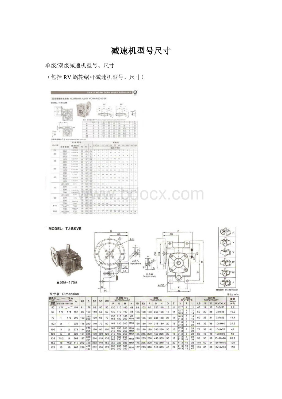 减速机型号尺寸.docx