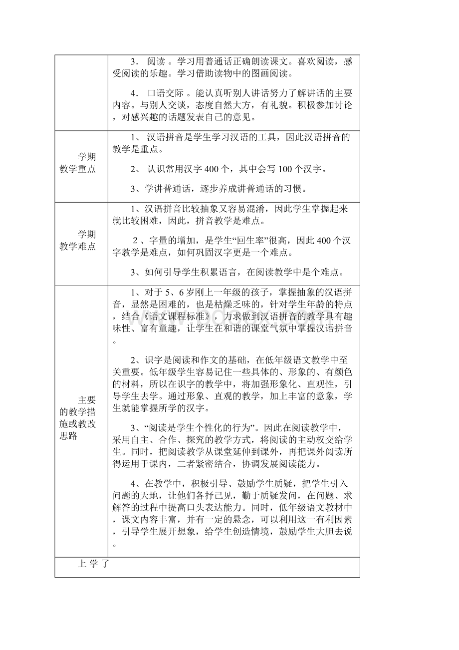 强烈推荐北师大版小学语文一年级上册全册教案表格版页2.docx_第2页