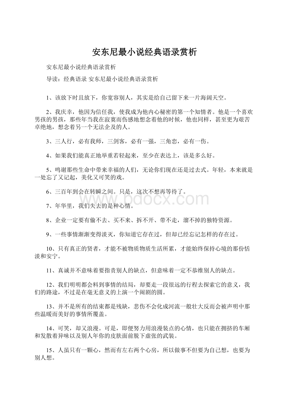 安东尼最小说经典语录赏析.docx