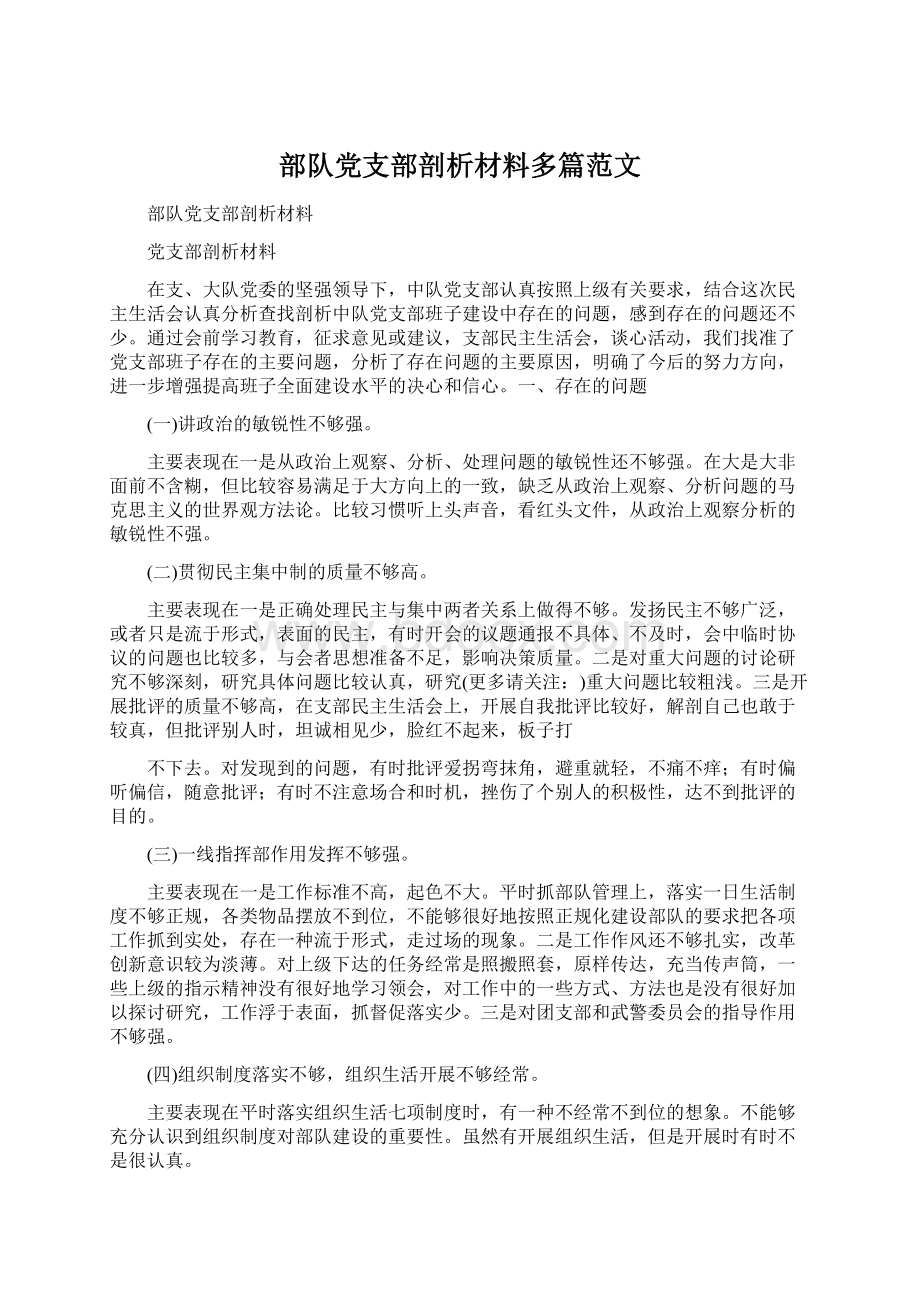 部队党支部剖析材料多篇范文文档格式.docx