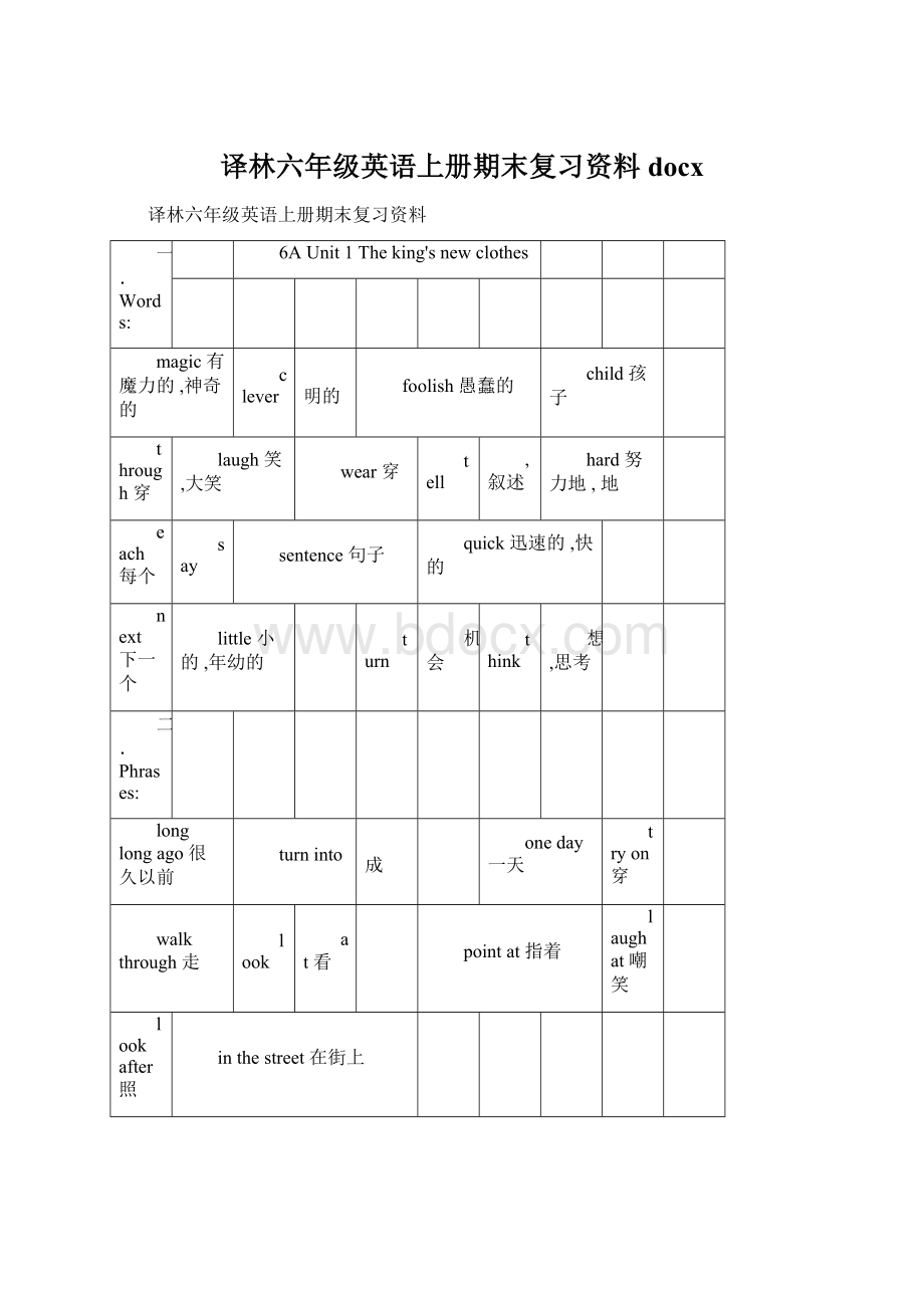 译林六年级英语上册期末复习资料docx.docx_第1页