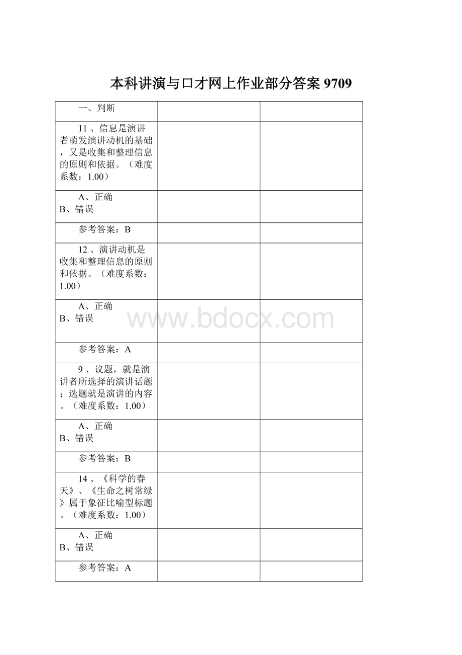 本科讲演与口才网上作业部分答案9709Word文档格式.docx