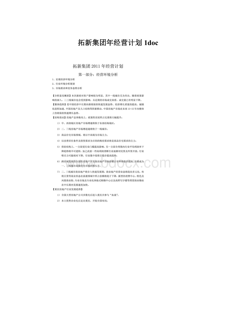 拓新集团年经营计划1doc文档格式.docx