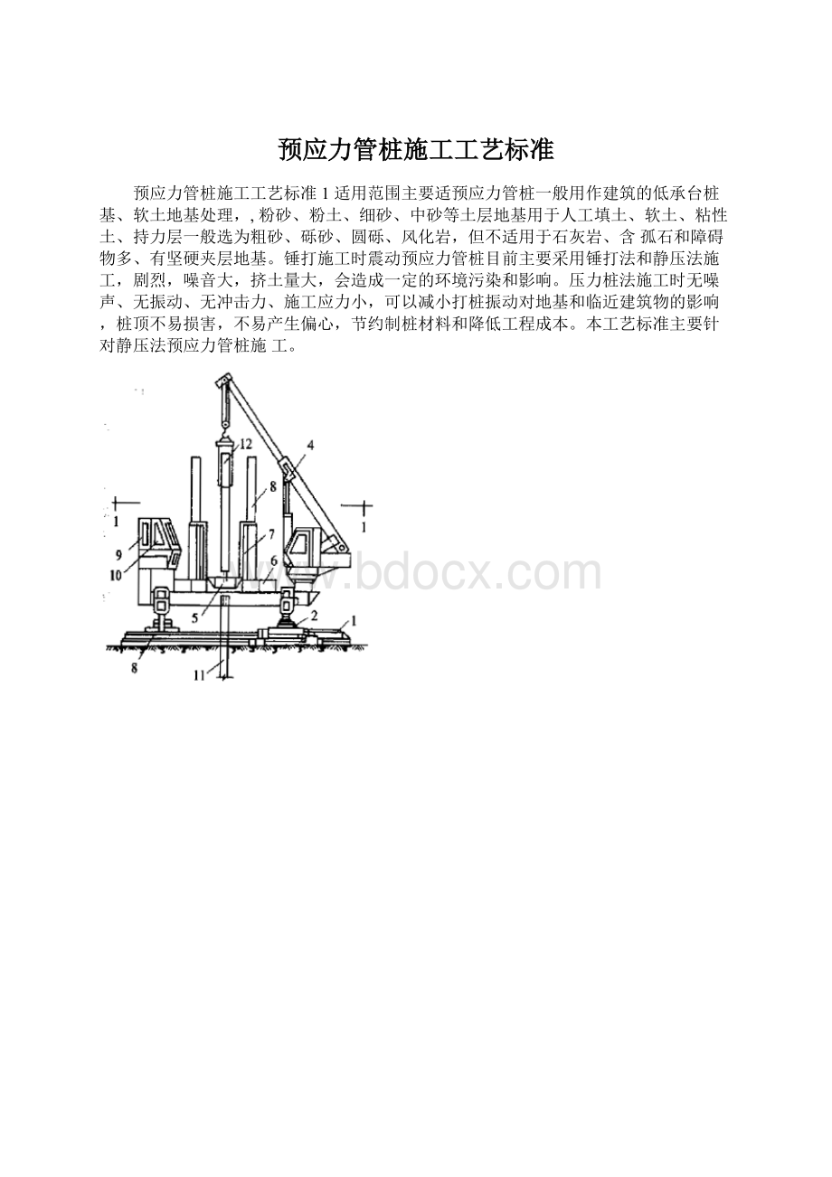 预应力管桩施工工艺标准文档格式.docx