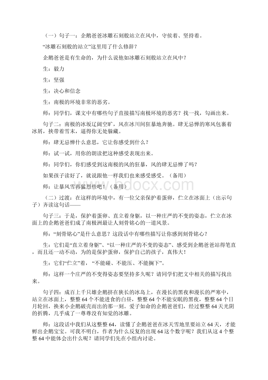 西南师大版六年级语文下册《三单元10 企鹅爸爸》教案2.docx_第3页