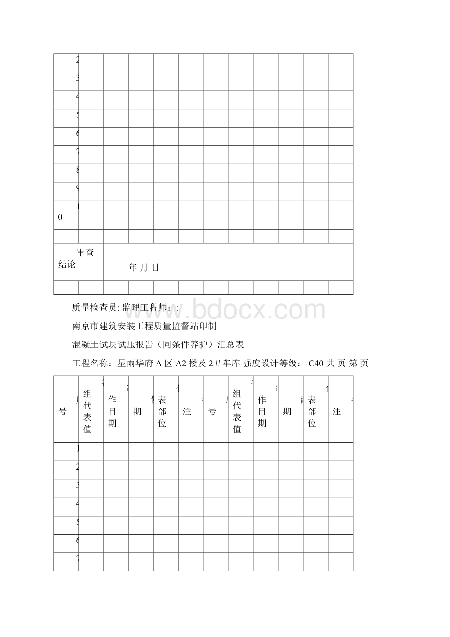 7混凝土试块试压报告汇总表同养Word格式.docx_第2页