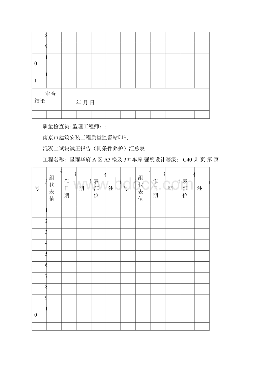 7混凝土试块试压报告汇总表同养Word格式.docx_第3页