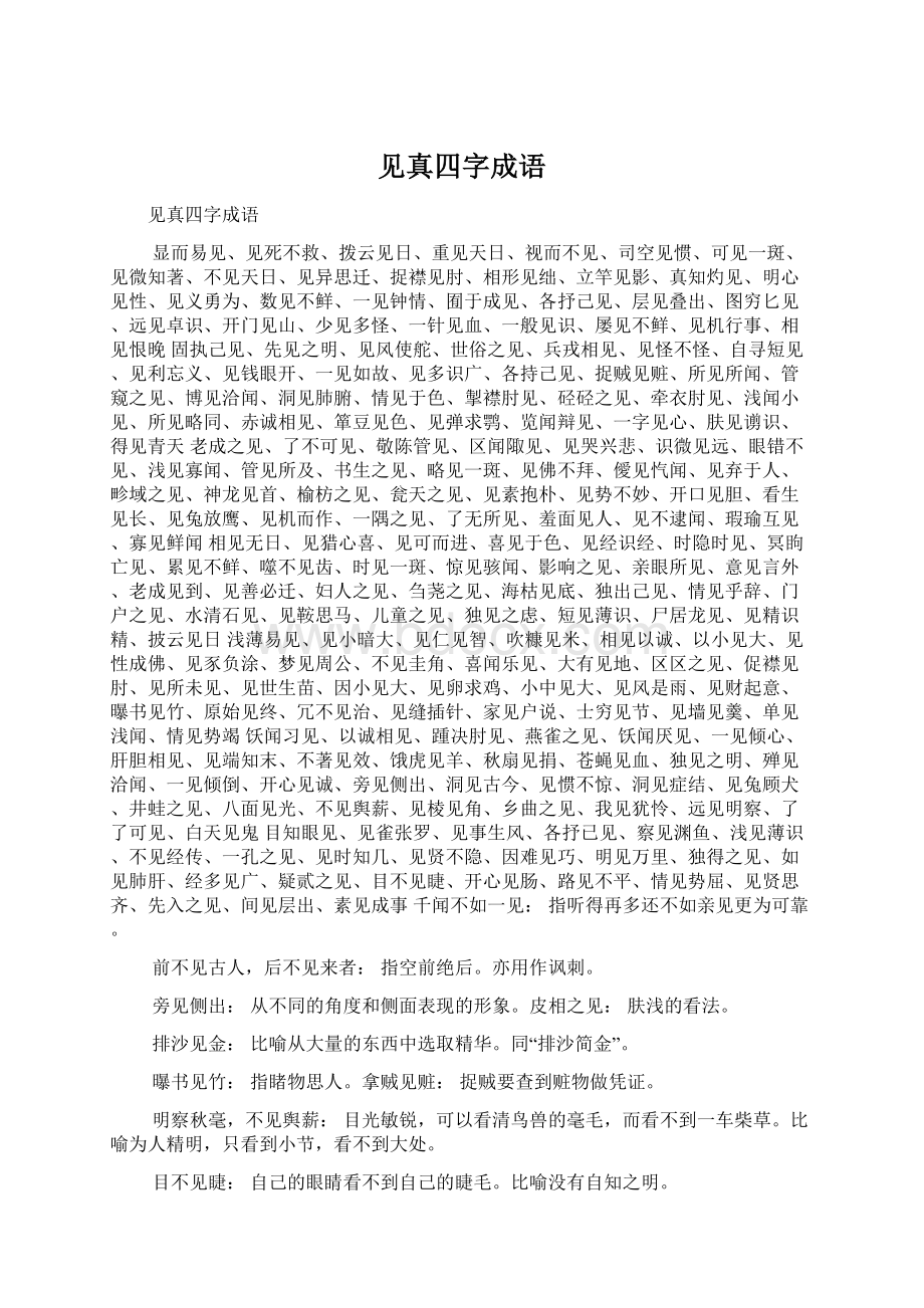 见真四字成语Word格式文档下载.docx