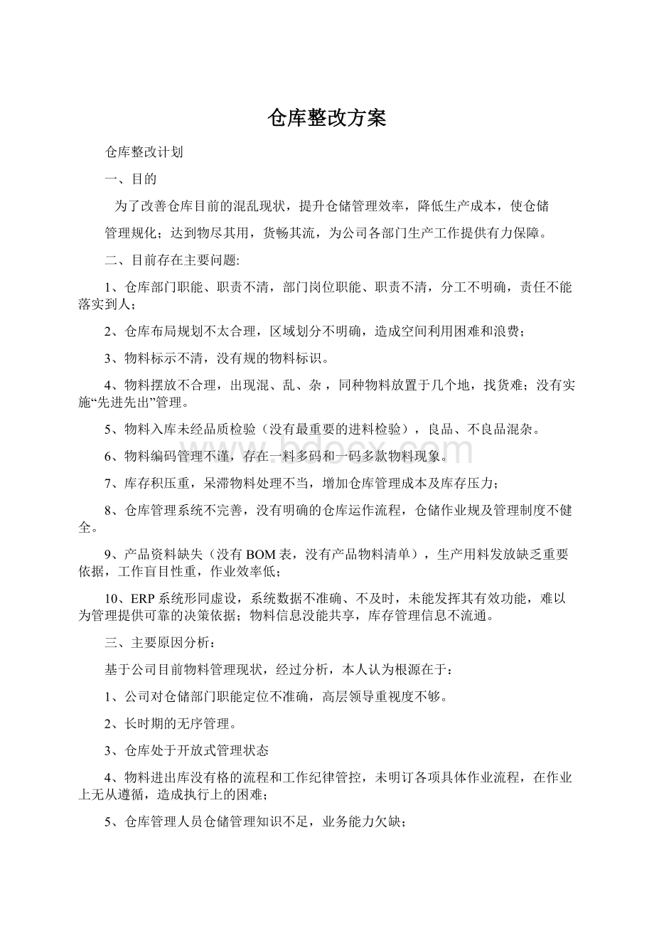 仓库整改方案Word文档下载推荐.docx