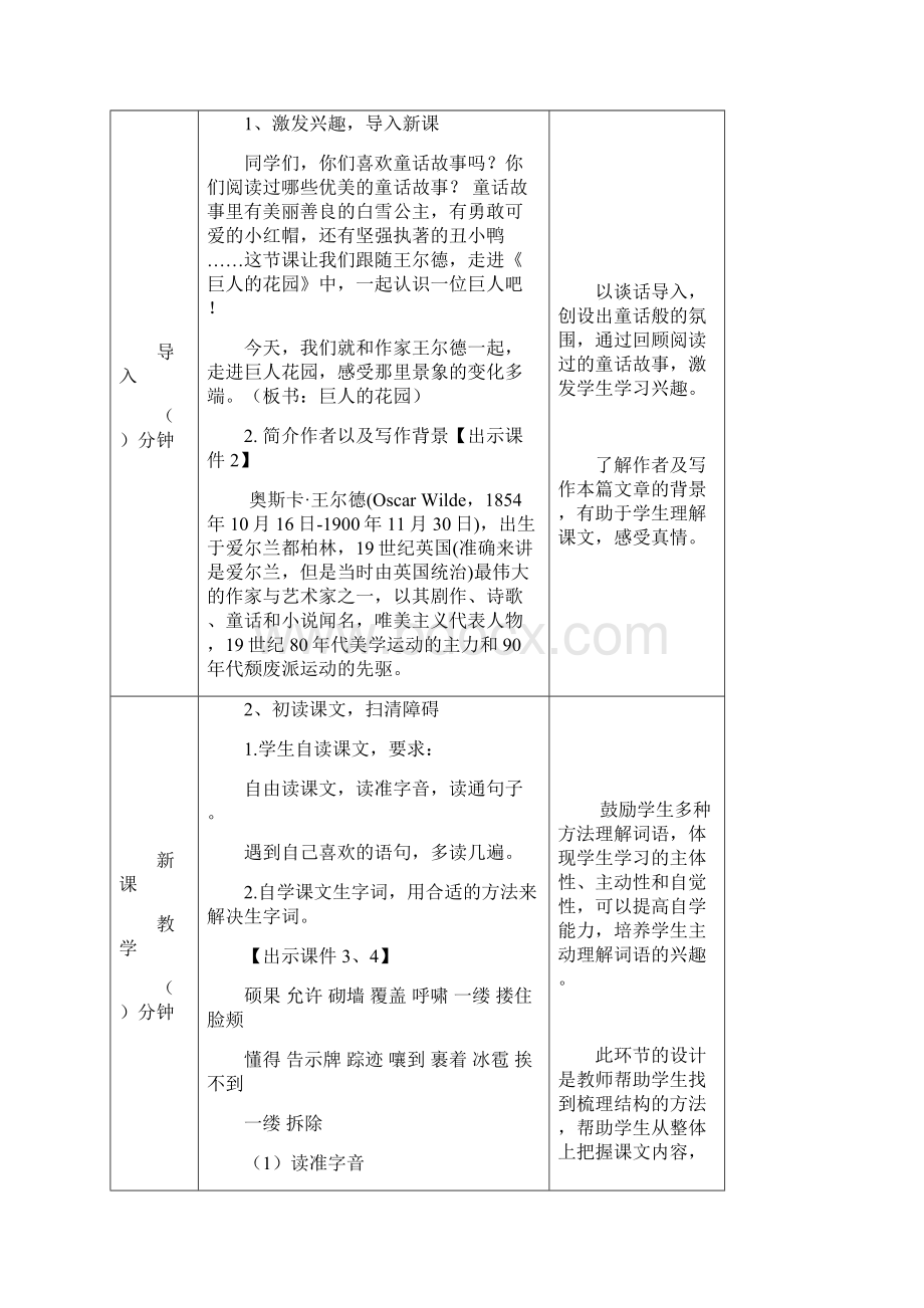 最新部编版四年级语文下册课件第8单元26 巨人的花园 教案Word下载.docx_第2页