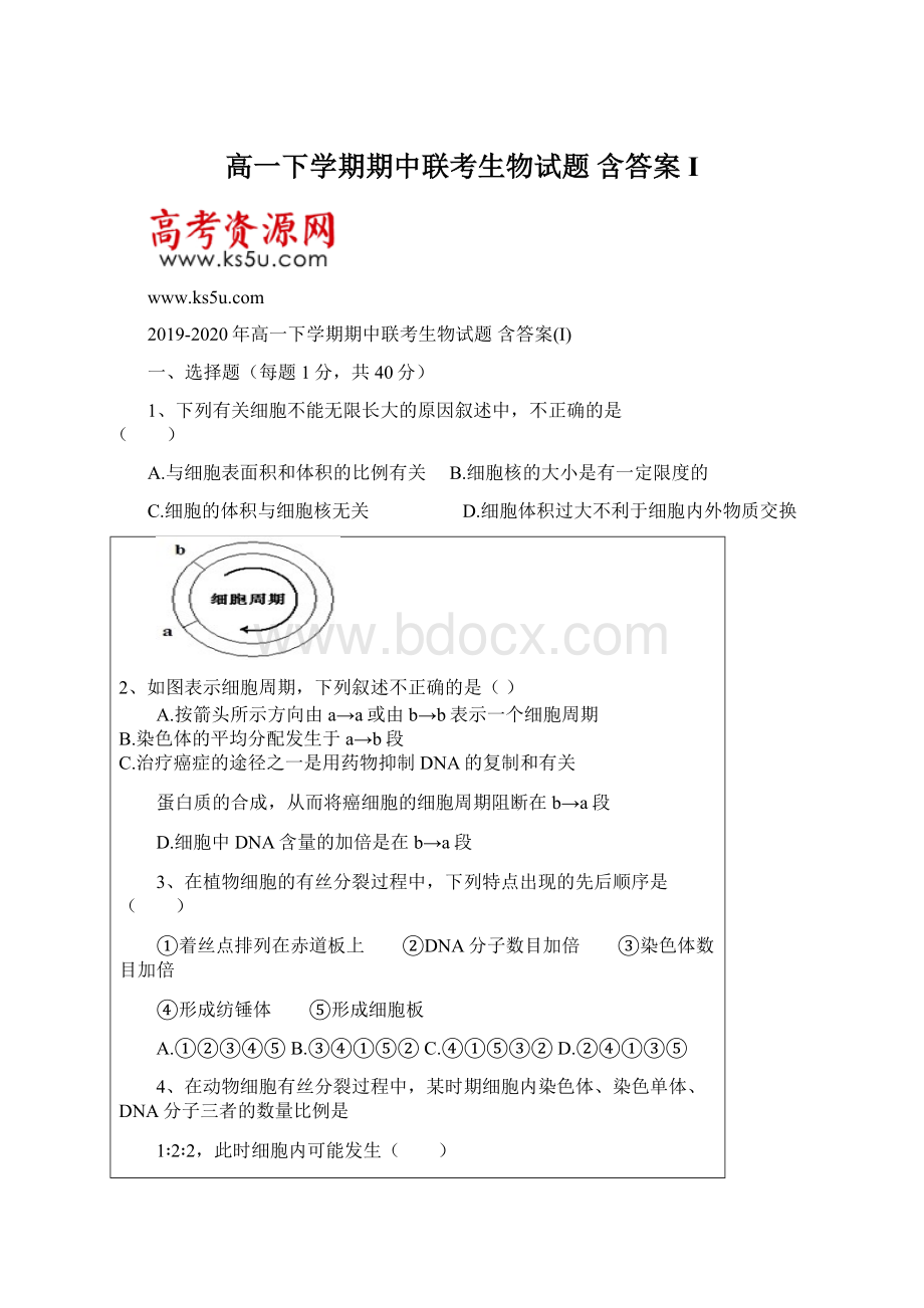 高一下学期期中联考生物试题 含答案IWord文档下载推荐.docx