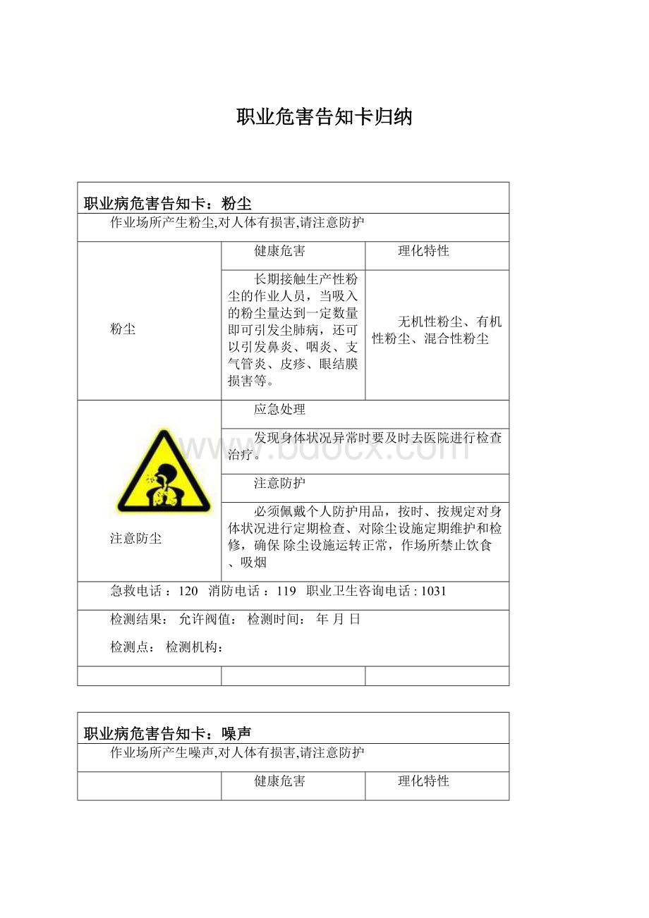 职业危害告知卡归纳.docx_第1页