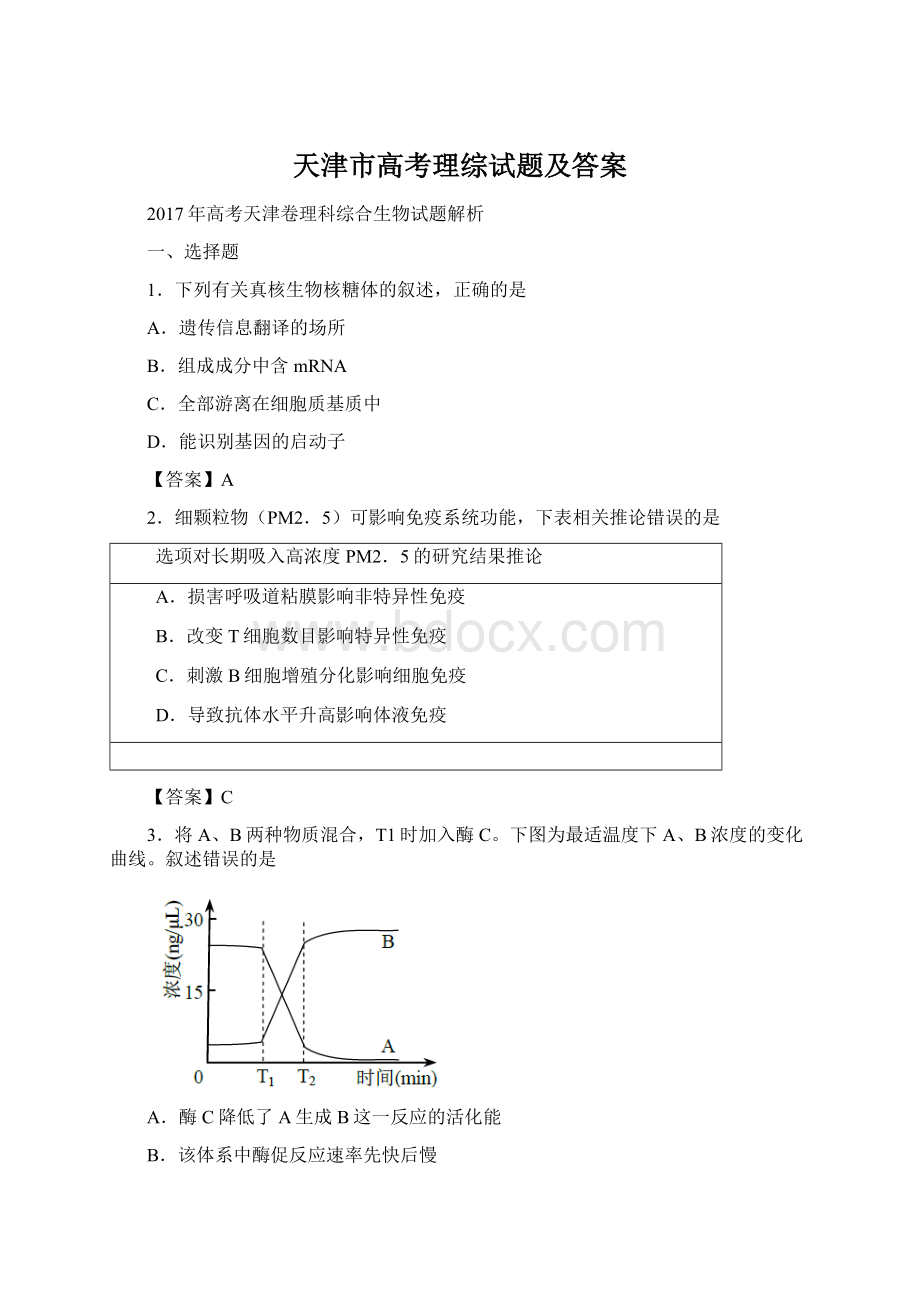 天津市高考理综试题及答案.docx_第1页