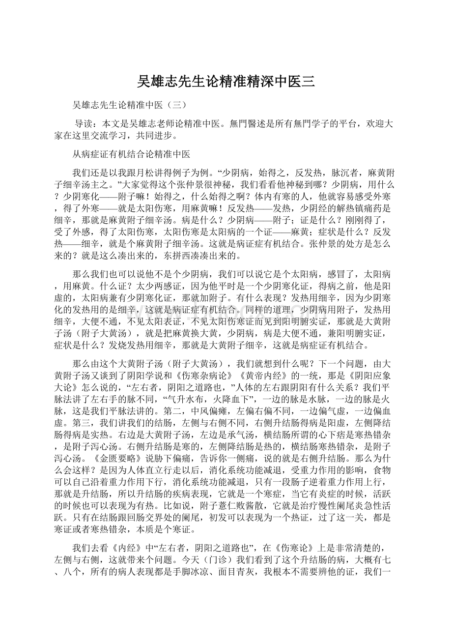 吴雄志先生论精准精深中医三Word文档格式.docx