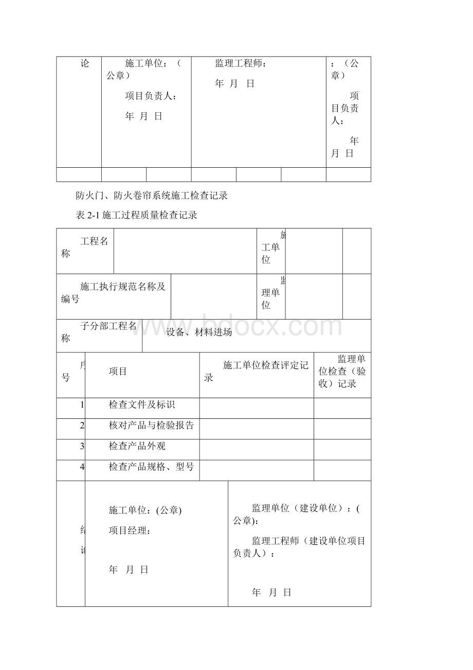 防火门防火卷帘施工现场质量管理检查记录.docx_第2页