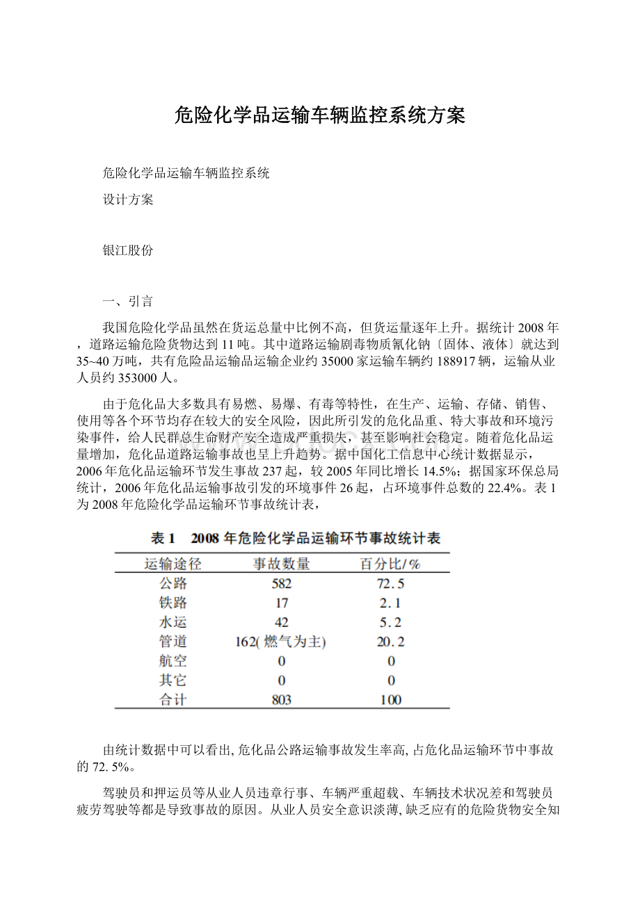 危险化学品运输车辆监控系统方案Word文件下载.docx