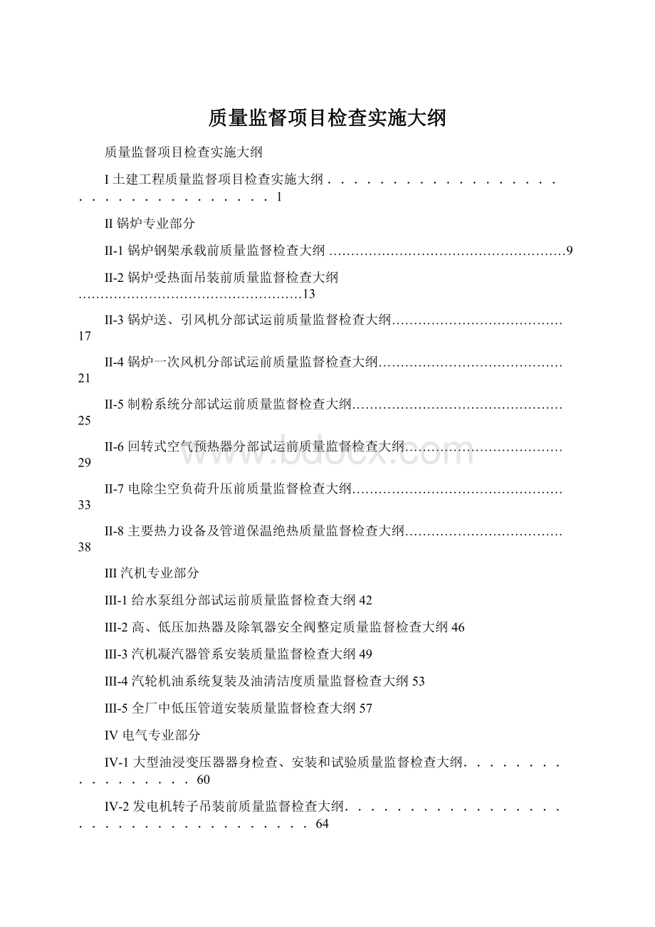 质量监督项目检查实施大纲Word格式.docx