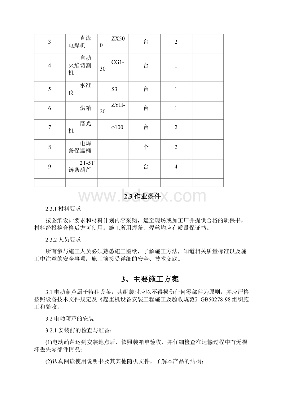 电动葫芦安装施工技术方案.docx_第2页